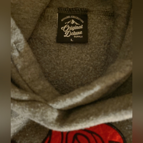 ORIGINAL DELUXE SUPPLY MEN'S GREY LONG SLEEVE PULLOVER HOODIE SZ. L - Picture 4 of 5